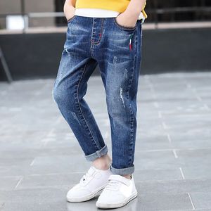 Jeans Ienens Young Boy's Jeans Light Color Cowboy Trousers Boys Denim Long Pants 4-11 år Barn Barn Baby Boy Jean Bottoms 230418