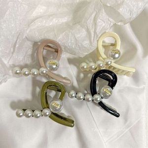 Korean Medium Size Accessories Pearl Letter Acrylic Hair Grip Temperament Versatile Shark Clip