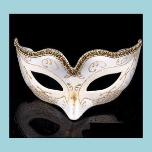 Party Masks Masquerade Ball Dance Mask Fashion Women Costume Fancy Dress Prom Eye Mardi Gold Glitter Edge Gift Drop Delivery Dhumt