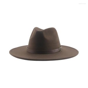 Berets Hats For Women Hat Man Male Fedoras Winter Felted Big Brim 9.5cm Belt Band Casual Solid Panama Cap Sombrero Hombre