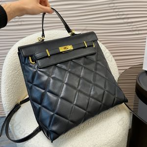 diamond lattice backpack new bag large plaid designer bag soft leather crossbody bags for women trendy unique school back pack shopping travel backpacks with box