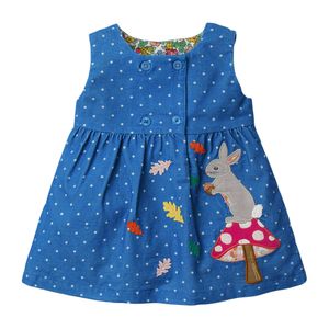 Flickor klänningar Little Maven 2023 Girls Clothes Summer Casual Rabbit Blue Vestidos ärmlös bomullsbaby för småbarn barn 2 7 år 230417