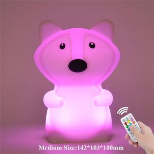 Lampor nyanser björn hund led nattljus beröring sensor fjärrkontroll 9 färger timer USB laddningsbar silikon djurlampa för barn baby gåva 230418