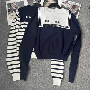 Women's Sweaters designer luxury Spring 2023 New M Contrast Navy Collar Jacquard Knitted Cardigan Top Sweater Coat GA2Z
