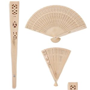 Party Favor Vintage Style Party Favor Wood Folding Fan Chinese Pattern Art Craft Gift Personalized Engraved Handmade Wooden Fold Hand Dhtzd