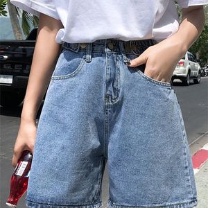 Damen Shorts Syiwidii Damen Denim Shorts Hippie Button Adjust High Waist Short Harajuku Bermuda Wide Legs Summer Cotton Jean Shorts 230418