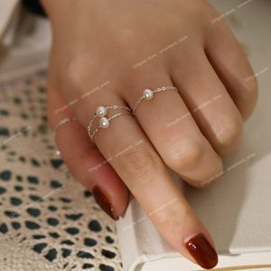 Doğal tatlı su inci yüzüğü 925 STERLING Gümüş Basit Moda Mücevherleri Kadınlar Fine Jewelryrings