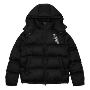 Moda trapstar londres atiradores com capuz jaqueta puffer-preto/reflexivo bordado térmico hoodie masculino casaco de inverno topos 2023ess