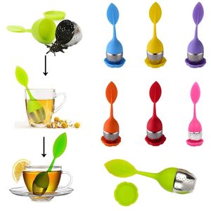 Wholesale Silicone Handle Tea Infuser With Stainless Steel Strainer And Drip Tray For Herbal Tea