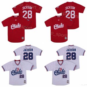 Moive Baseball 28 Bo Jackson Jerseys Kooy Chicks Cooperstown Pullover White Red Team Color Cool Base College Vintage Sport Stitched Pensionera andningsbar universitet