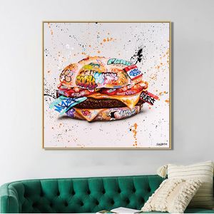 Graffiti-Kunst-Leinwandmalerei Abstraktes Wandbild Poster und Drucke Wandkunst-Leinwandbild für Wohnzimmer Cuadros Home Decoration