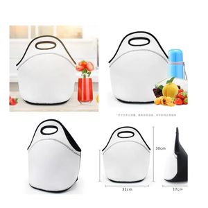 Sublimation Blank Thermal Insulation Boxes Waterproof Phreatic Material White Home Picnic Cartoon Lunch Bags Portable Black BJ