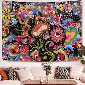Tapestries Psychedelic Tapestry Mushroom Trippy Colorful Hippy Eye trippy tapestry amazon Wall Hanging for Bedroom Art Decor 230418