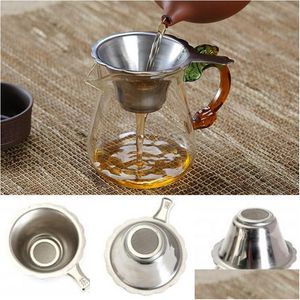 Kaffe te -verktyg Portable rostfritt stål silververktyg specialfint filter för tekanna hushållste set tillbehör 8.8 DHGARDEN DHI7K