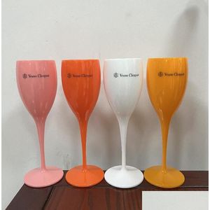 Eiskübel und Kühler 1 Eimer 6 kleine Glas-Party-Coupés Cocktail-Champagner-Flöten Kelch Kunststoff Orange Whisky-Tassen Cooler Drop Dhyl1