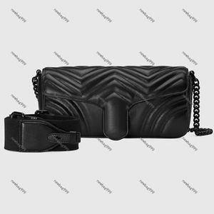 Lyxdesigner axelväska för kvinnor mode äkta läder crossbody väska justerbar axel rem längd brons metall tillbehör 734814