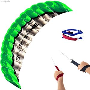 Kite Accessories New High Quality 2.5m Green Dual Line Parafoil Kite WithFlying ToolsPower Braid Sailing Kitesurf Rainbow Sports BeachL231118