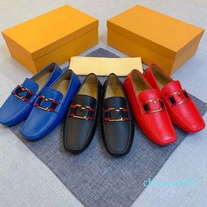 Designer-Loafer-Schuhe, Büro, Hochzeit, Walk-Stil, Herren-Luxus-Kleiderschuh, modisch, echtes Leder, handgefertigt, Business, Rot, Schwarz, Blau, Herrenschuhgröße 38–46