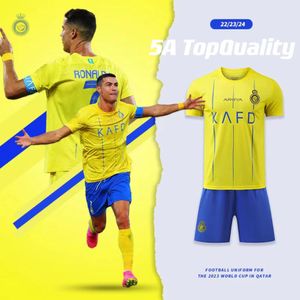 5A NOWOŚĆ 23 24 24 AL NASSR FC SOCCER Jerseys Ronaldo 2023 2024 Home Away Cr7 gonzalo mane Martinez talisca fanów fanów Wersja Męskie Kit Kit Football Shirt Al-Nassr