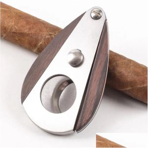 Cigar Accessories Wooden Stainless Steel Cutter Fan Cut Scissors Smoking Gift Set Tools Pliers Drop Delivery Home Garden Household Su Dhspb