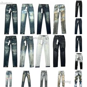 Ksubi Yüksek Kaliteli Mor Jean Rise Elastik Erkek Giyim Sıkı Sıska Denim Gözyaşları Kot Tasarımcı Fashionl63s# 598 983