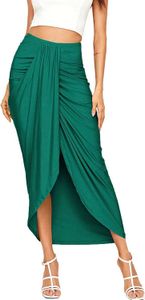 Shein Women's Casual Slit Wrap Asymmetrical Elastic High midje maxi draperad kjol