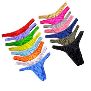 Cores Nylon Thong Bolsa Convexo G Para Homens Semi Transparente Fino Seda Gelo Masculino Corda Tanga Jocks Cueca