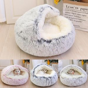 Łóżka kota ciepłe łóżko dla psa okrągły Plush Cat's Cave Cave Pet Kott Kitten Poduszka Mata Sleepping dla kotów Małe gniazdo Chihuahua