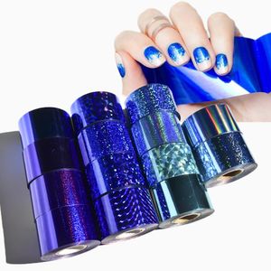 Stickers Decals 1roll 120m Nail Art Transfer Foils Starry Sky Nail Foil Paper Laser Blue Foil Stickers Decals Manicure Decor 231117