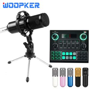 Microphones Condenser Microphone BM800 Mixer Kit with V9 Sound Card Audio Podcaster External Streamer Live Broadcast for PC Phone Computer 231117