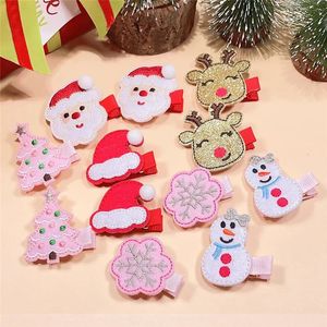Headwear Hair Accessories 10st/Lot Christmas Hair Clip Accessory for Girls Glitter Bobby Hairpin Kids and Adults Red Christmas Hair Clips Barrettes 231118