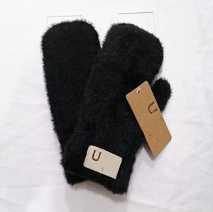 Eldivenler Tasarımcı Sonbahar ve Kış Sıcak Peluş Peluş Rüzgar Geçirmez Beş Parlayan Eldivenler Kürk Entegre Plus Velvet Süet Slip Anti-Slip Bisiklet Marka Parmaklar Eldivenleri