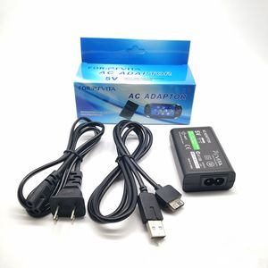 Zasilacz ładowarki Wall Adapter AC z USB Dane Ładowanie przewód kablowy do Sony PlayStation Psvita PS Vita PSV 1000 UE Plug z pudełkiem detalicznym