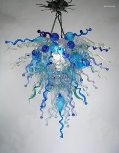 Lustres de lustres modernos de lustre de vidro de murano em luzes de teto de luzes azuis LED