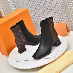 Designer Cowboy Boots High Heels Booties Women Black White Brown Leather Ankle Boot Shoes 35-42 05