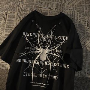 Men's T-Shirts Men's T-Shirts Summer necklace cool spider letter t-shirt men and women ins European and American loose short sleeved shirt for lovers clothes 230418