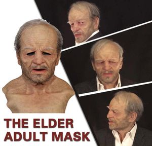 Страшный старик Страшная латексная маска на всю голову Косплей Маска для вечеринки The Elder Halloween Holiday Забавные маски Supersoft Old Man Adult3608726