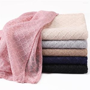 Scarves Women's Large Lightweight Soft Lace Plaid Scarf Sunscreen Shawls Breathable Mesh Crochet Hollow Head Wrap Evening Party Stoles