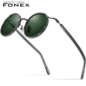 Sunglasses FONEX Titanium Acetate Polarized Sunglasses Men 2022 New Retro Vintage Round UV400 Sun Glasses for Women Shades F85676 Q231120
