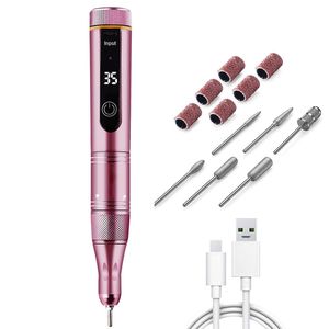 Nail Art Equipment Trapano elettrico a batteria con display a LED Direzione inversa E File per set di manicure in acrilico 230417