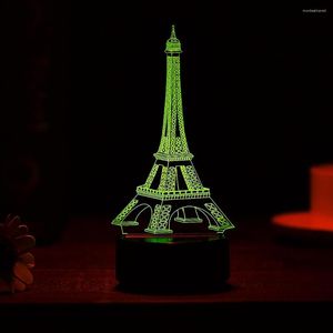 Nocne światła Eiffel Tower LED 3D Creative Lampy domowe żarówki Kolor Zmień prezenty dla dzieci Lampa Bożego Narodzenia