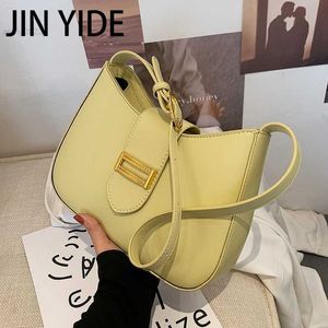 Shoulder Bags Jin YIde 2023 Solid Simple Shoulder Bags for Women Luxury Designer Handbags High Quality PU Leather Female Underarm Small Bag