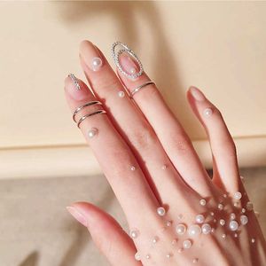 Band Rings Trendy Nail Rings for Women Girls Metal Line Thin Fake Nails Protective Cover Fingertip Korean Ring Wedding Gifts Gothic Jewelry AA230426