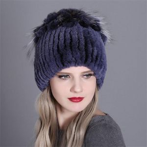 Berretti beanie/berretti di teschio russo inverno vera pelliccia di pelliccia naturale rex warm bosp ladies geunine hatsbeanie/cranio beanie/cranio/cranio/cranio