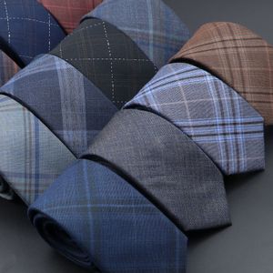 Neck Ties Mens Classic Jacquard Striped Plaid Necktie 6cm Skinny Neckties Polyester N Collar Suit Shirt Tie Accessories Gift 230418