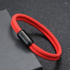 Braccialetti con ciondoli Bracciale in corda milanese fatto a mano minimalista Bracciale in acciaio inossidabile nero con filo magnetico da uomo per gioielli da braccio maschile Homme