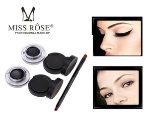 Conjunto de maquiagem para olhos Miss Rose Bolo preto delineador em gel Kajal 24 horas Stay Eye Liner macio e suave1560767