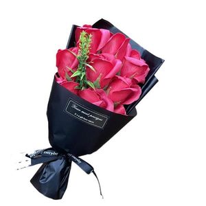 Ghirlande di fiori decorativi Artificiali 9 Fiori di sapone Bouquet di rose Sacchetti regalo San Valentino Compleanno Natale Matrimonio Decorazioni per la casa Sup Dh8Br