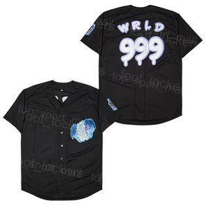 Moive Baseball 999 Juice Wrld Jersey Men Team Black Color University Pure Cotton College Cooperstown Vintage Cool Base Pensionera alla sömmar för sportfans