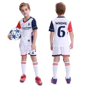 Utomhus T-shirts Custom Boys Football Uniform Youth Kid Blank Football Practice Tröjor Högkvalitativ fotboll Uniform Jersey Set for Children 231117